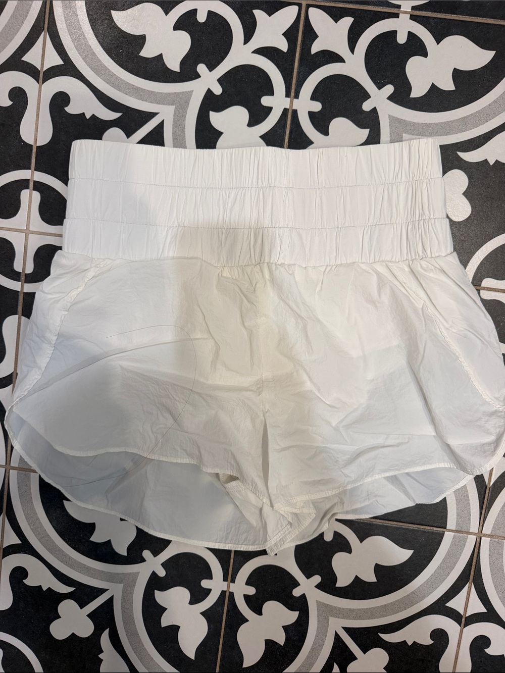 TCEC White High-Waist Athletic Ruffle Shorts